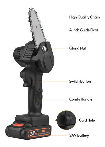 motosierra electrica peq recargable 24v